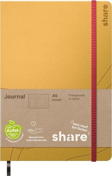 share Notizbuch A5 punktkariert gelb