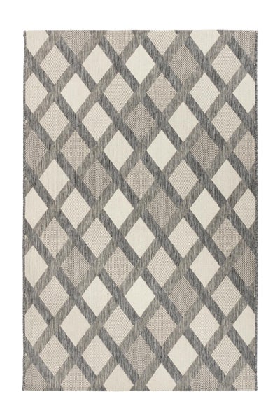 Flachflor Teppich Silkaria Creme / Grau Modern 80 x 150 cm