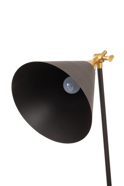Designer Stehlampe im Factory-Style Schwarz Gold, Loft Stil Lampe 144 cm | Wohnzimmer Esszimmer Leuchte