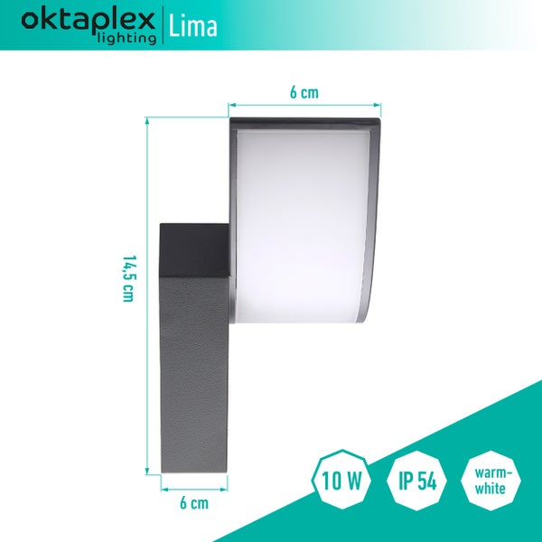 Außenwandleuchte Lima 10W IP54 Warmweiß 3000K LED Wandlampe anthrazit für Garten Terrasse Eingangsbereich