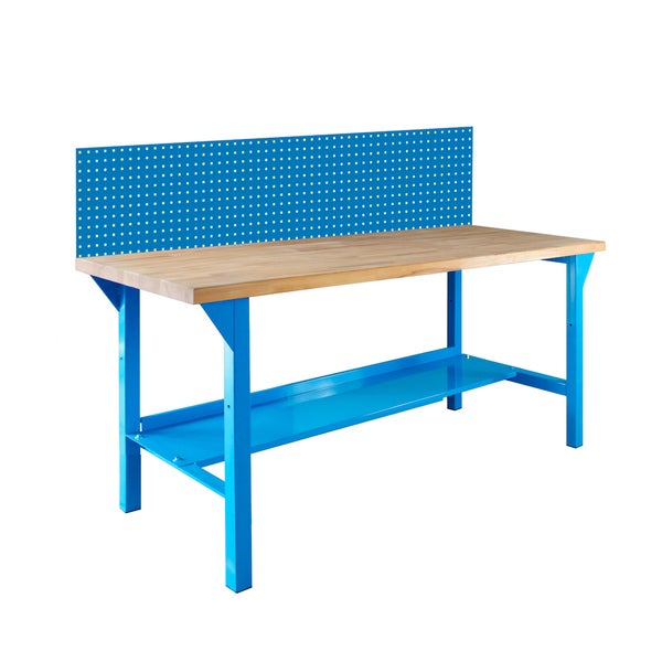 PROREGAL Werkbank Rhino Plus mit Lochplatte HxBxT 131 x 150 x 70 cm Traglast 500 kg Blau