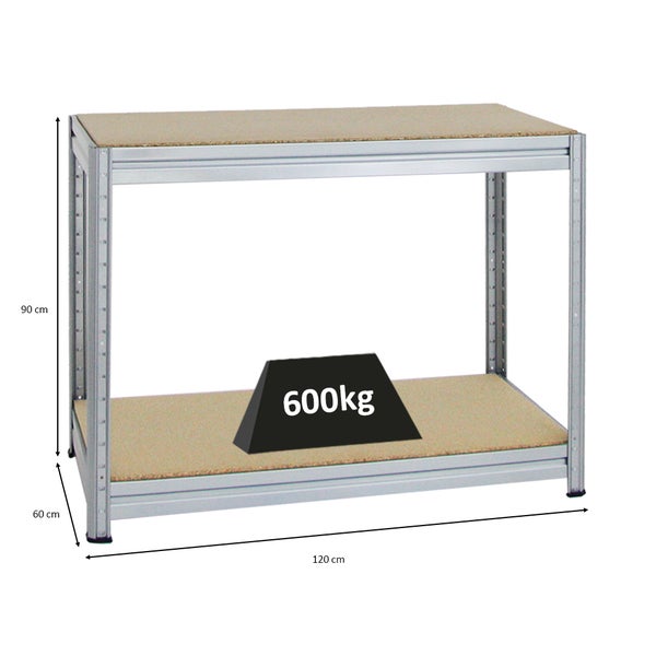 PROREGAL Höhenverstellbare Werkbank Dino HxBxT 90 x 120 x 60 cm Traglast 600 kg Verzinkt