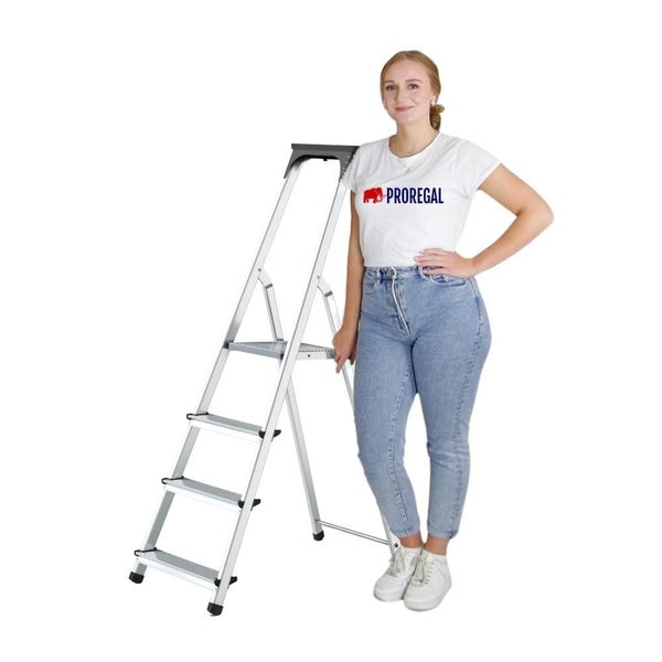 Stufenstehleiter ATLAS mit Werkzeugablage einseitig begehbar 4 Stufen Arbeitshöhe 2,75m Traglast 125kg