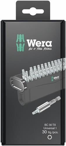 Wera Bit Check 30 TX Universal 1 Set mit 30 Teilen inklusive Bithalter in Kunststoffbox