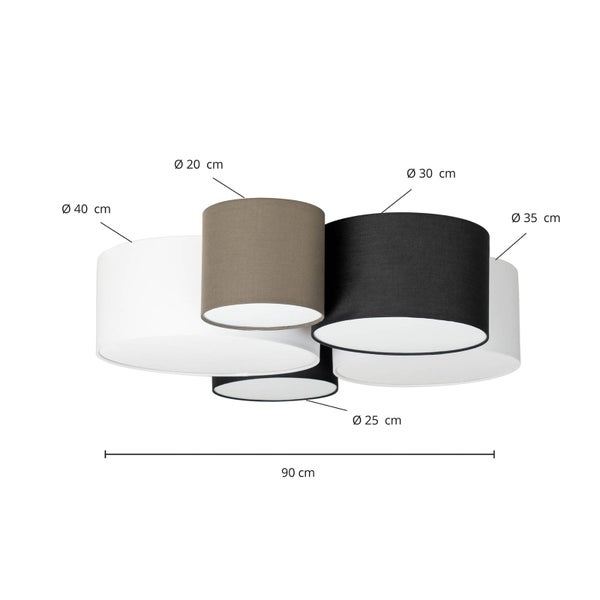 Lindby Deckenlampe Lettie (Skandinavisch) aus Textil (5 flammig, E27) - Deckenleuchte Lampe Wohnzimmerleuchte