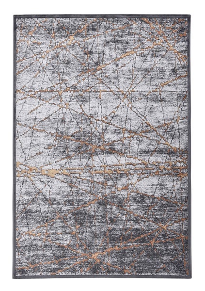 Moderner Kurzflorteppich Oreilia Silber/Gold 195x280 cm