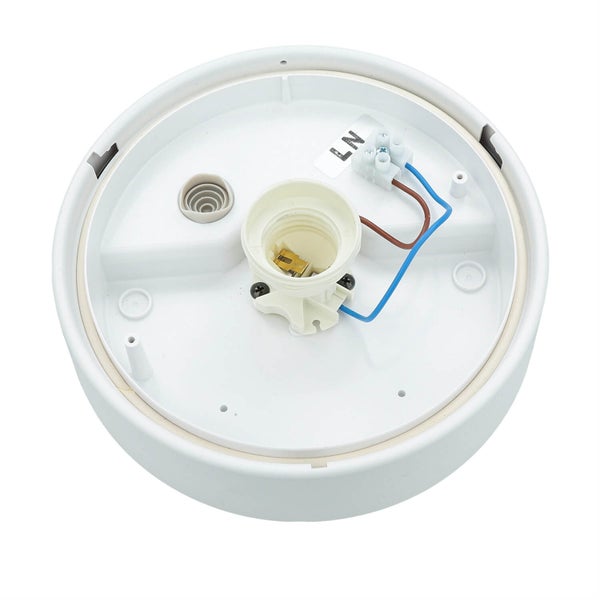 Deckenleuchtengehäuse mit Lampenfassung und elektrischen Anschlüssen