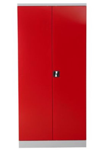 PROREGAL Stahlschrank Bee 4 Fachböden HxBxT 195 x 92 x 50 cm Verzinktes & Verstärktes Fachbodenmaterial Grau & Rot