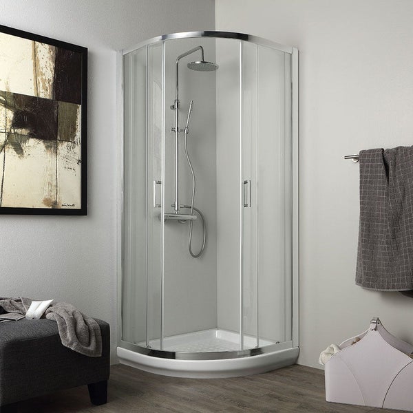 Runddusche 80x80 cm aus Sicherheitsglas und vollgerahmt, Chromprofile| Luna