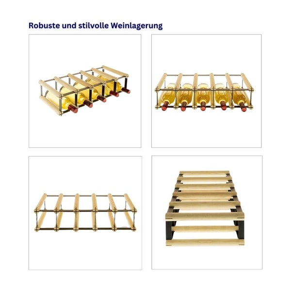 PROREGAL Modulares Weinregal Vinotega Mod Metal HxBxT 12,5 x 52,5 x 24,5 cm 5 x 1 Flaschen Massives Kiefernholz Braun Geölt