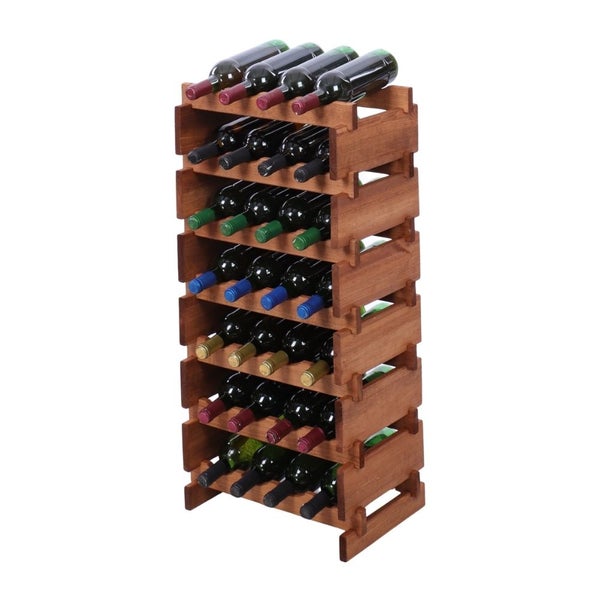 Weinregal VINOTECA FLEX PRO HxBxT 93x46x28cm 28 Flaschen auf 7 Ebenen Massives Kiefernholz Braun geölt