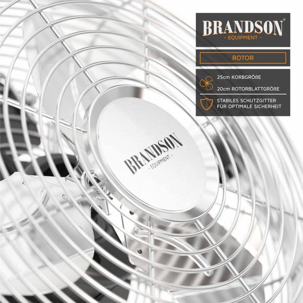 Brandson Retro Bodenventilator 32W, Windmaschine im Chrom Design, Ventilator, 3 Geschwindigkeitsstufen, Standventilator, Tischventilator