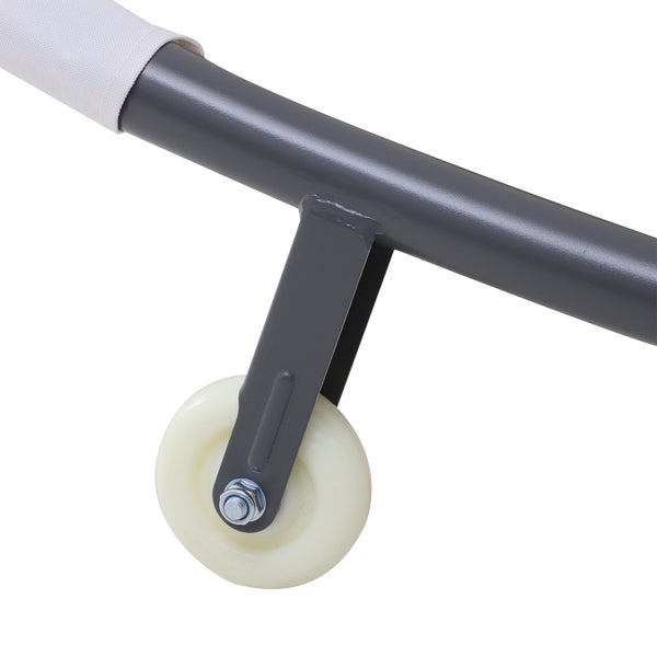 Outsunny Sonnenliege rollbar Campingliege mit Kopfkissen, Dach UV-beständig und wasserabweisend Gartenliege Liegestuhl bis 220kg belastbar für Balkon, Garten, Cremeweiß