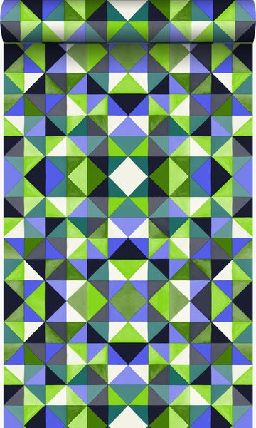 Origin Wallcoverings Tapete kubistisches Muster Grün - 53 cm x 10,05 m - 346914
