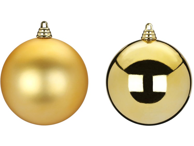 LAALU Set Weihnachtsschmuck 2 Stück: Ornamente rund gold mix 10 cm