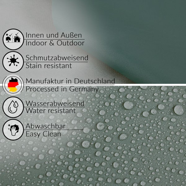 Produktmerkmale: Innen- und Außenbereich, schmutzabweisend, hergestellt in Deutschland, wasserabweisend, leicht zu reinigen