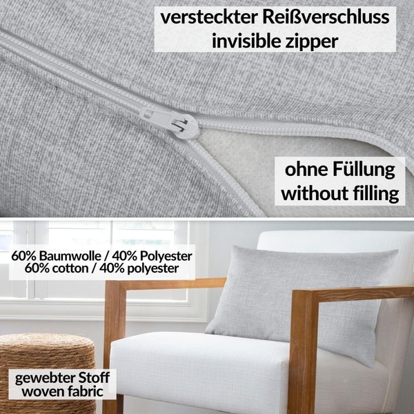 Kissenhülle Leinenoptik 30x50cm ohne Füllung Weißgrau