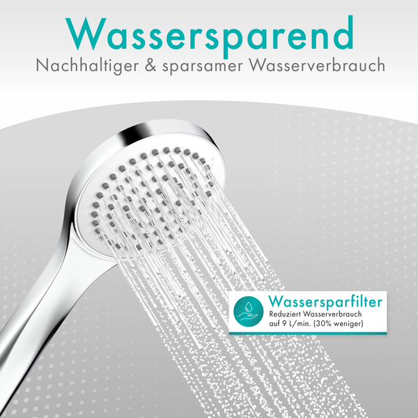 Engelbach® Handbrause, Universal Duschbrause (9L/Min) - Chrom