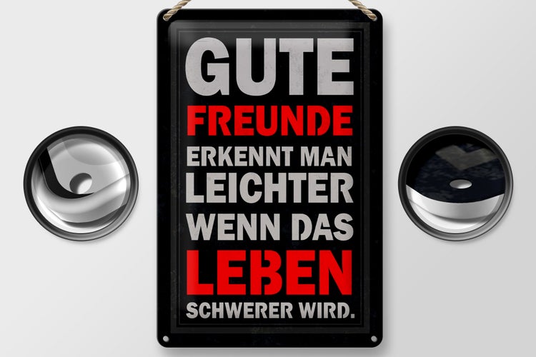 Blechschild Spruch 20x30cm gute Freunde erkennt man