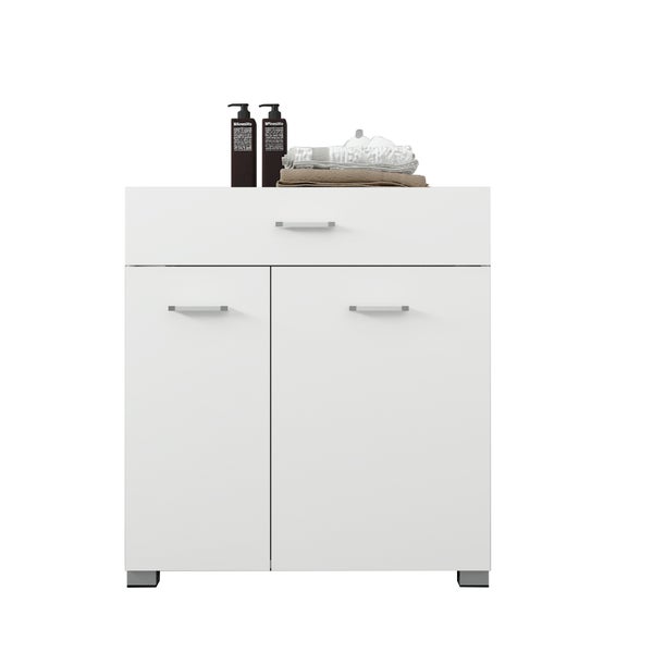 ML-Design Wäscheschrank mit 2 ausklappbaren Wäschesäcken, Weiß, 75x78,5x45 cm, Wäschesammler mit Schublade, viel Stauraum, Wäschekorb aus MDF-Holz, Wäschetruhe Badezimmerschrank Badschrank Badmöbel