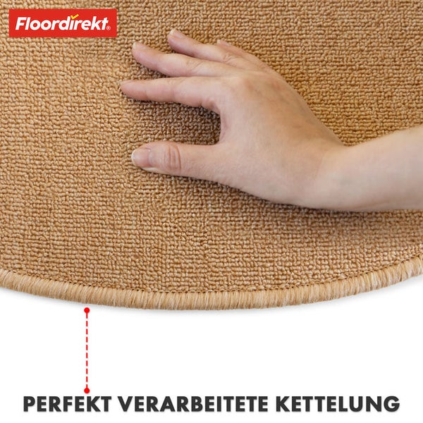 FLOORDIREKT Stufenmatte London - mit Umkettelung - Apricot - Halbrund - 23,5 x 65 cm