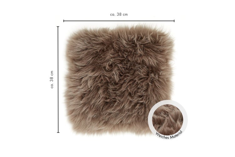 Sitzkissen Schaffell 34 x 34 cm eckig in taupe