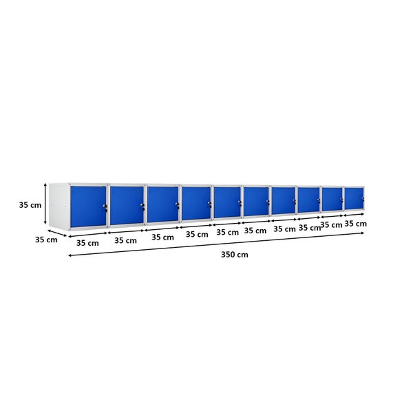 PROREGAL Mega Deal 10x Schließfachwürfel Cubic HxBxT 35 x 35 x 35 cm Grau-Blau