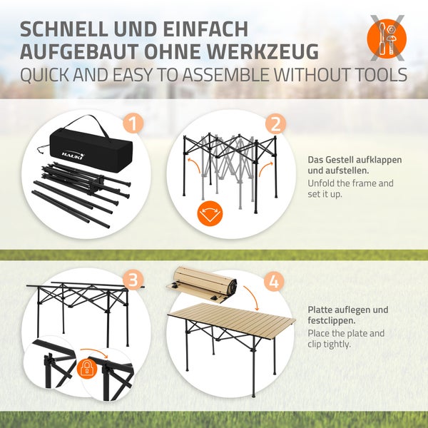 Hauki Campingmöbel Set 3tlg. Campingtisch faltbar Beige mit 2 Campingstühlen Schwarz, Camping-Set für 2 Person mit Tragetasche, Alu Klapptisch mit 2 Angelstuhl, Sitzgarnitur Sitzgruppe Gartenmöbel