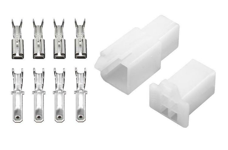 Flachsteckverbinder Set mit Stecker und Buchsengehäuse für elektrische Leitungsverbindungen