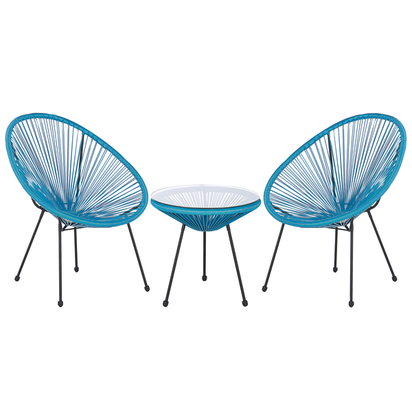 Bistro Set ACAPULCO II Polyrattan Blau