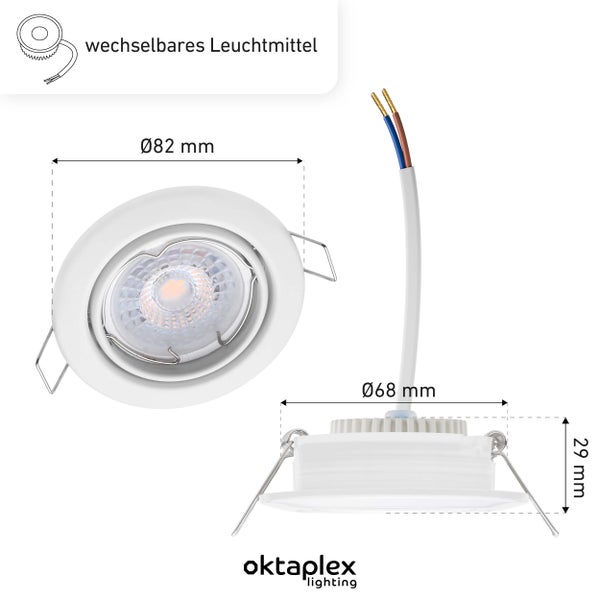 Deckenspots schwenkbar Dijon mit Nizza LED Modul 4 8W 230V 4000K 380lm Neutralweiß 110° Lochmaß 68mm für jeden Wohnbereich