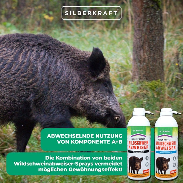 Ferox-Protect Wildschweinabweiser Spray Komponente B zur Duftabschreckung von Schwarzwild, Ergänzung zu Komponente A, für Aluminiumstreifen mit Filzdepot, Schutz für Garten, Feld, Grundstück