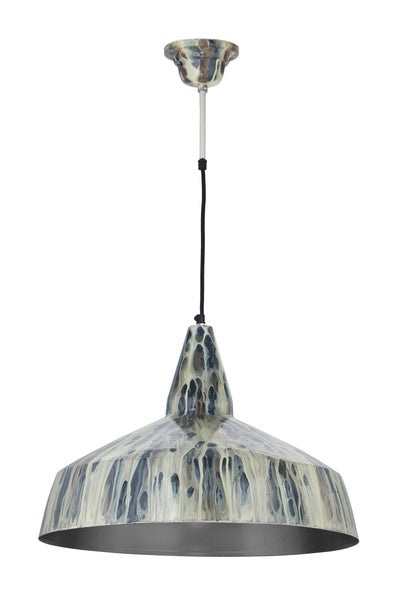 Loft Stil Hängelampe Modern in Gold Creme Blau, Industrielle Vintage Pendellampe 33 cm | Wohnzimmer Esszimmer Leuchte