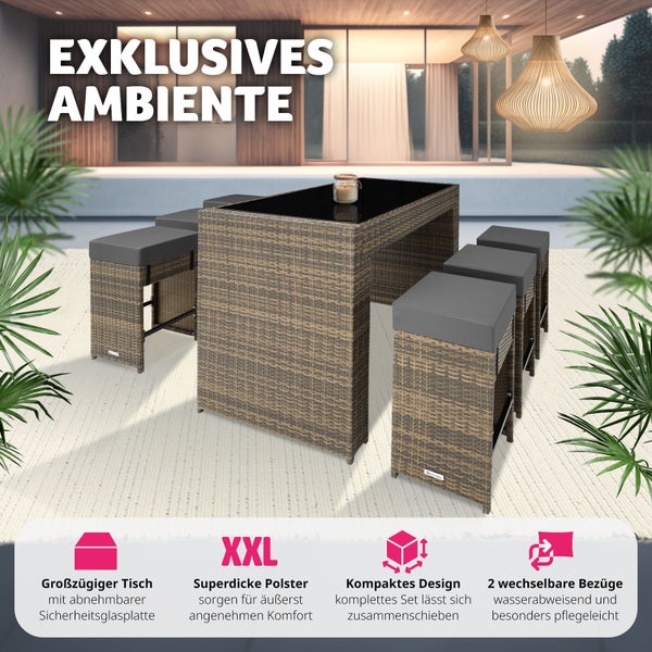 Rattan Barset tectake Ibiza mit Aluminiumgestell 2 Bezugssets