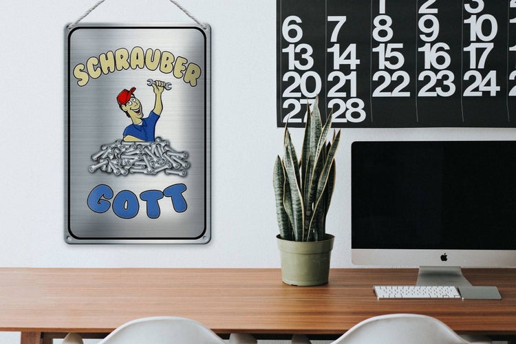 Blechschild Spruch 20x30cm Schrauber Gott Werkzeug