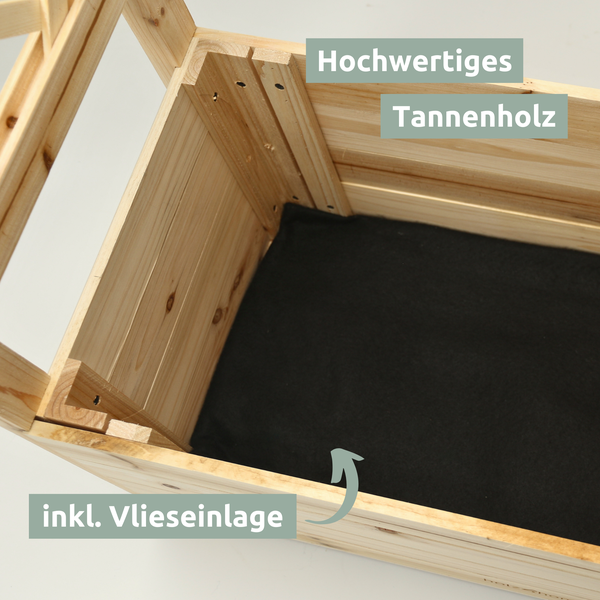 holz4home Pflanzkasten mit Dach aus Tannenholz inkl. Vlieseinlage S