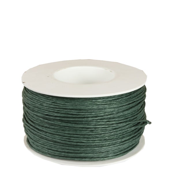 Spule mit grünem papierummanteltem Bindedraht für Floristik und Gartenarbeiten.