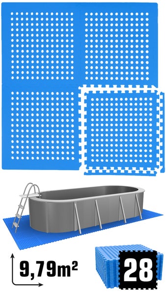 eyepower 9,8 m² Poolunterlage - 28 EVA Matten 62x62 - Outdoor Pool Unterlage - Unterlegmatten Set