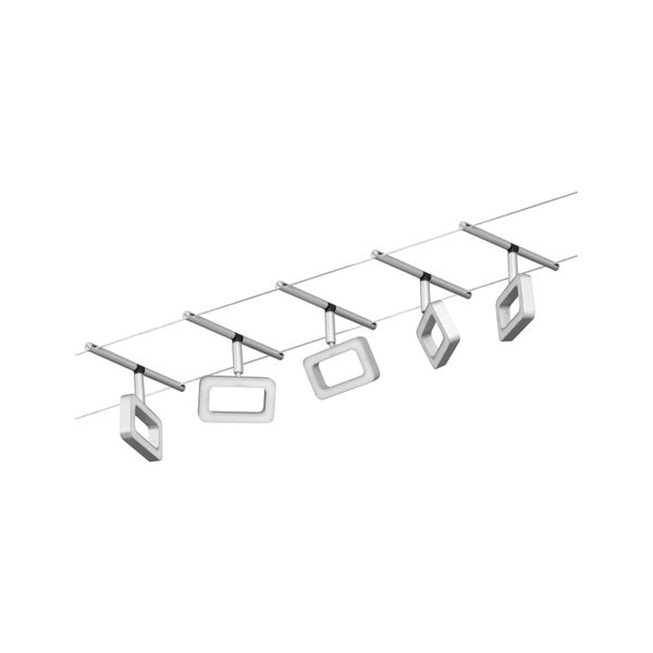 CorDuo LED Seilsystem Frame Basisset 5x280lm 5x4,8W 3000K 230/12V Chrom matt, Chrom
