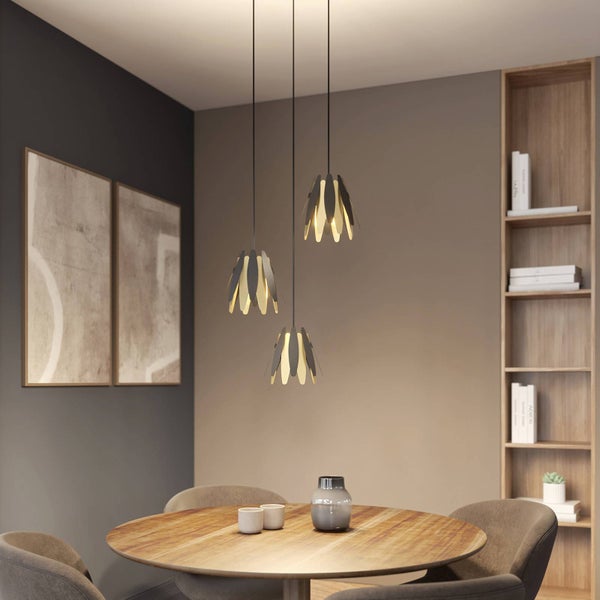 Lucande Pendelleuchte Lounit (Design, Modern) in Schwarz aus Metall (3 flammig E14) - Design-Hängeleuchte Esstischlampe Hängelampe Hängeleuchte Wohnzimmerleuchte
