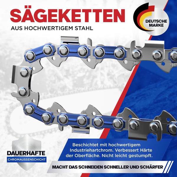 Garlavie Set mit 3 kettensäge kette 35cm 3/8 50 TG 1.3 Treibglieder – Sägeketten 30 cm kompatibel mit vielen Marken - Hochwertige motorsägenkette.