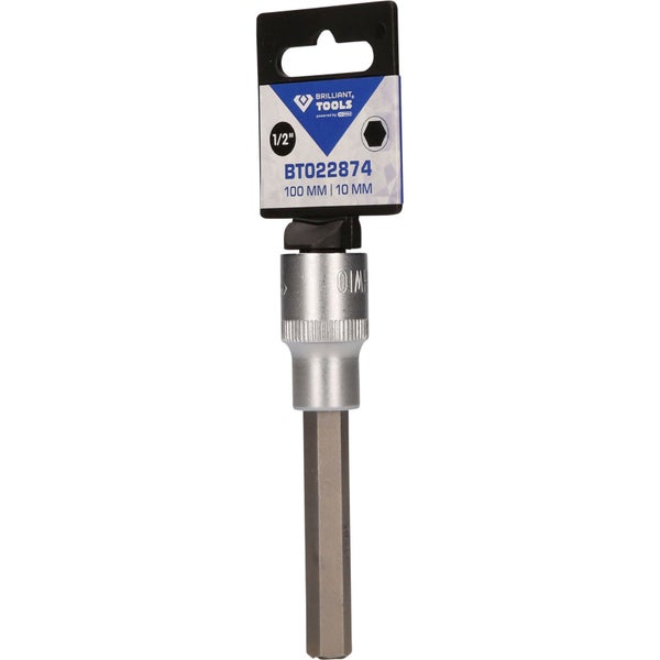 BRILLIANT TOOLS 1/2 Innensechskant Bit-Stecknuss 100 mm lang 10 mm - BT022874