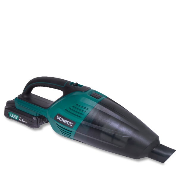 VONROC Kabelloser Staubsauger - 2 Akkus 2,0 Ah und Ladegerät 20 V Vpower - Staubbehälter 0,5 l - 3 Düsen und Verlängerung von 46 cm - Filter und Behälter abnehmbar und waschbar