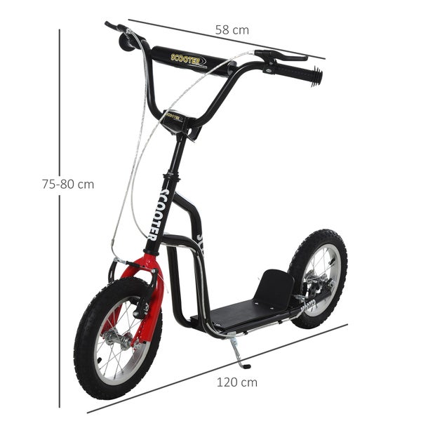 HOMCOM Kinderroller, 120L x 58B x 75-80H cm, Stahl, Aluminium, Gummi, Schwarz