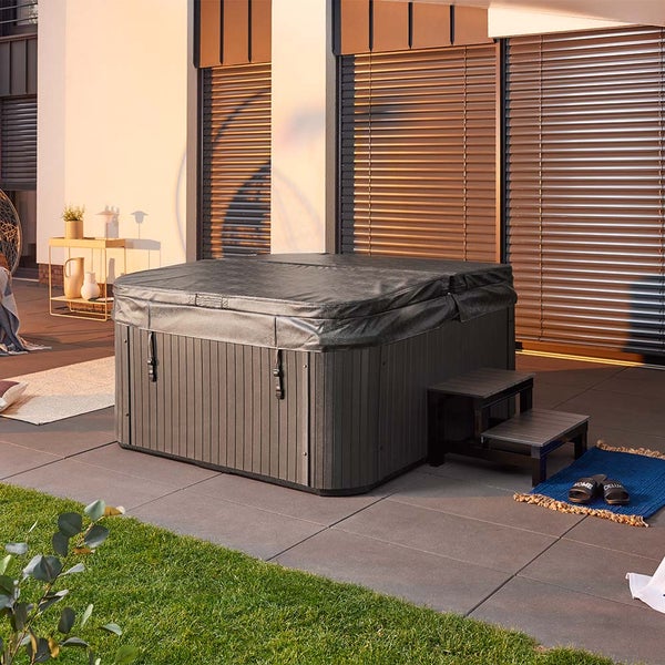 Home Deluxe - Outdoor Whirlpool - SEA STAR PLUS Treppe und Thermoabdeckung - Maße 180 x 160 x 79 cm - Inkl. Heizung, 19 Massagedüsen und 15 Lichtquellen I Außen Whirlpool Spa für 4 Personen