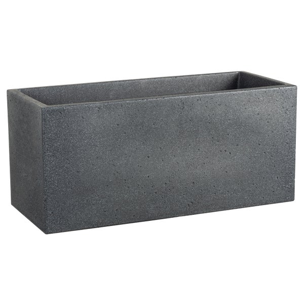 Scheurich C-Cube Long 60, Pflanzgefäß/Blumentopf/Pflanzkübel, rechteckig,  aus Kunststoff Farbe: Stony Black, 58,5 cm Breite, 25 cm Tiefe, 26,5 cm hoch, 21 l Vol.