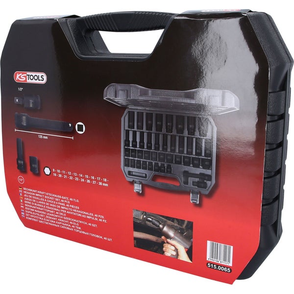 KS TOOLS 1/2 Sechskant-Kraft-Stecknuss-Satz 40tlg. - 515.0065