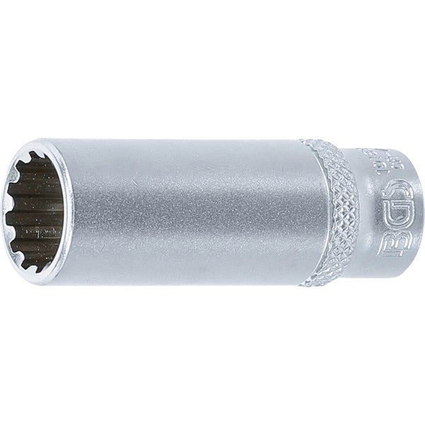 BGS Steckschlüssel-Einsatz Gear Lock tief Antrieb Innenvierkant 6,3 mm (1/4) SW 12 mm - 10162
