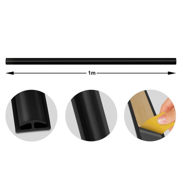FLOORDIREKT Doppeleinfassleiste Übergangsprofil Jersey Selbstklebend 24 x 35 mm Schwarz