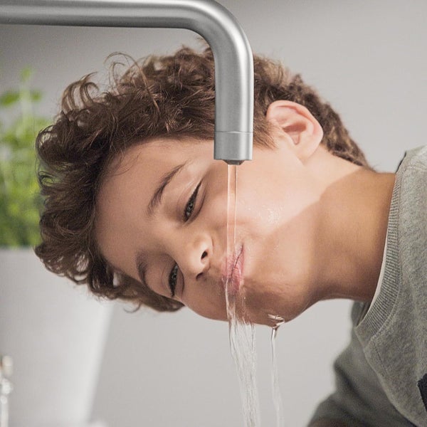 BRITA Küchenarmatur yource pro select (Edelstahl, rund) inkl. 1 x yource CO2-Zylinder und 1 x BRITA P 3000-S Filterkartusche – Küchenarmatur zum Filtern und Sprudeln von Wasser direkt aus der Leitung